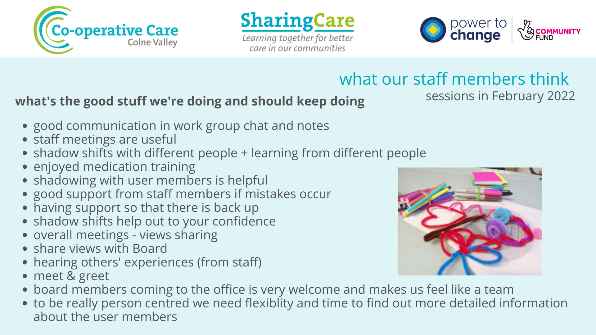 what staff have said during consultation